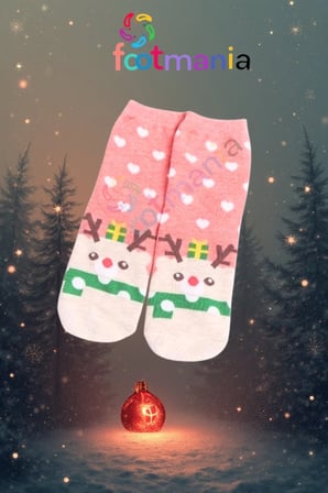 5 Çift Yılbaşı Christmas Kadın Noel Renkli Patik Çorap Seti Klasik