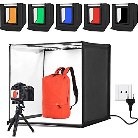 Puluz 40 x 40CM LED Işıklı Ürün Fotoğraf Çekim Çadırı Katlanabilir Portatif 30W 5500 Kelvin