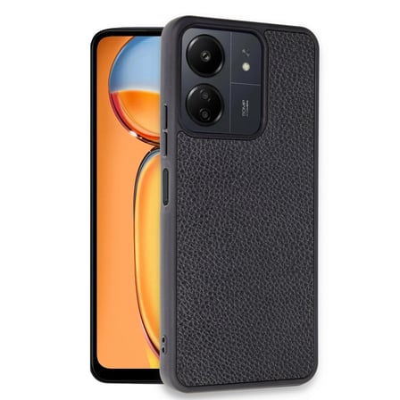 hediyelik Xiaomi Redmi 13c Kılıf Aras Deri Kapak - Siyah