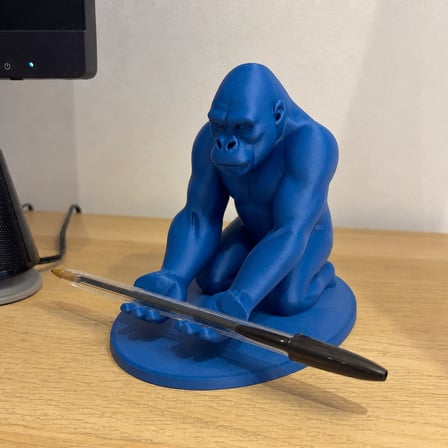 hediyelik 3D Baskı Goril Telefon Tutucu - Kaslı Goril Masaüstü Telefon Standı-Mavi
