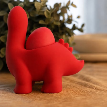 hediyelik 3D Baskı Dinozor Yumurtalık - Sevimli Eggosaurus Yumurta Tutucu-Kırmızı