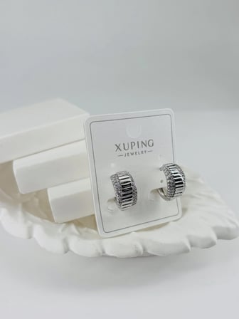 hediyelik Rodyum Zirkon Taşlı Pirinç Zirkon Küpe - Kp00307