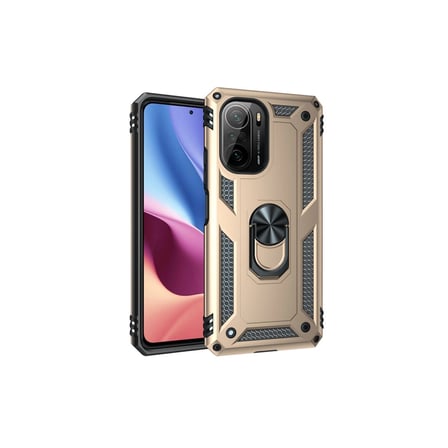 hediyelik Xiaomi Poco F3 Kılıf Sofya Yüzüklü Silikon Kapak - Gold