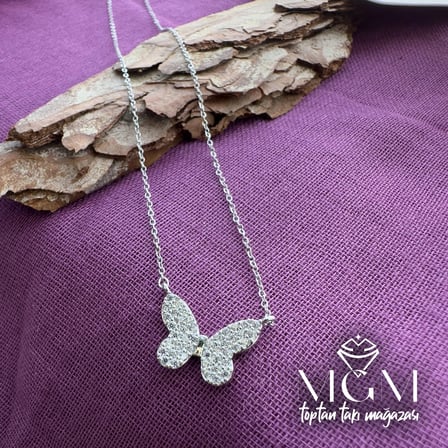 hediyelik Zirkon Taşlı Kelebek Kolye - Kl0009-b