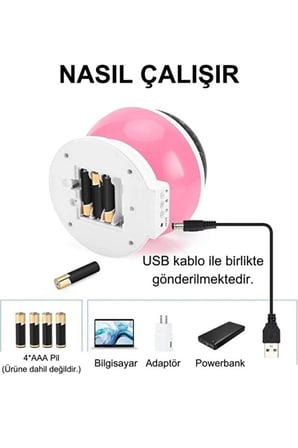 hediyelik Ay ve Yıldızlı Gökyüzü Yansıtmalı Dönen Projeksiyon Gece Lambası- Çocuk Bebek Odası Pembe