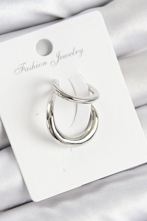 hediyelik Pirinç Halka Model Gümüş Renk Sağ Kıkırdak Küpe