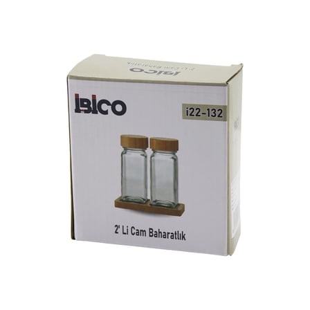 hediyelik 2PCS Bambu Kapaklı Cam Tuzluk - Biberlik - Baharatlık 120ML