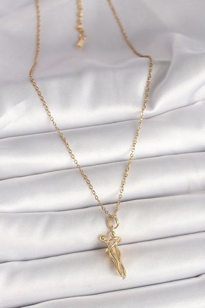 hediyelik 316L Çelik Gold Renk Zincir Sarılma Model Kadın Kolye