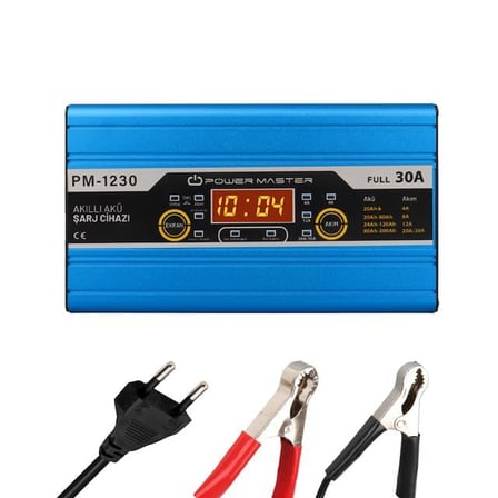 hediyelik PM-1230A 12 Volt 30 Amper LCD Ekranlı Akıllı Akü Şarj Cihazı