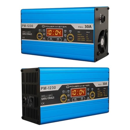 hediyelik PM-1230A 12 Volt 30 Amper LCD Ekranlı Akıllı Akü Şarj Cihazı