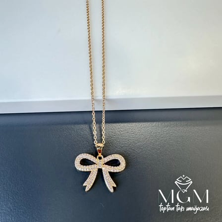 hediyelik Zirkon Taşlı Fiyonk Kolye - Kl0017