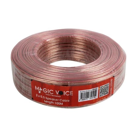 hediyelik Magicvoice 2x0.50 Şeffaf Kırmızı Çizgili 100 Metre Hoparlör Kablosu
