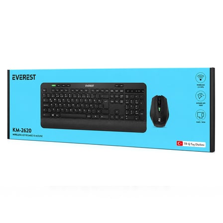 hediyelik Kablosuz Klavye - Mouse Seti Siyah Usb - Sessiz - Switch Q Klavye KM-2620