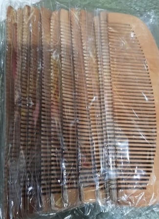 hediyelik Ahşap Tarak 12'li Paket Dar Dişli Oval