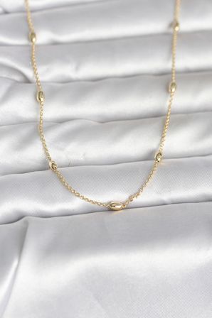 hediyelik CM 14K Gold Renk Damla Topçuk Model Zincirli 60 cm Kadın Kolye