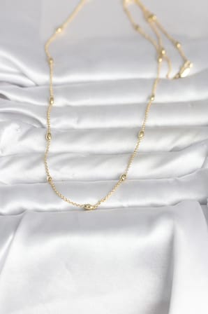 hediyelik CM 14K Gold Renk Damla Topçuk Model Zincirli 60 cm Kadın Kolye