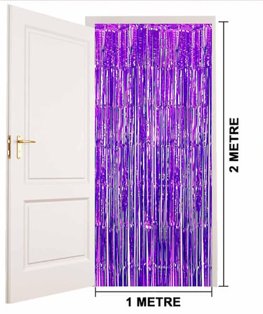 hediyelik Mor Renk Ekstra Metalize Parlak Saçaklı Arka Fon Perde İthal A Kalite 1x2 Metre