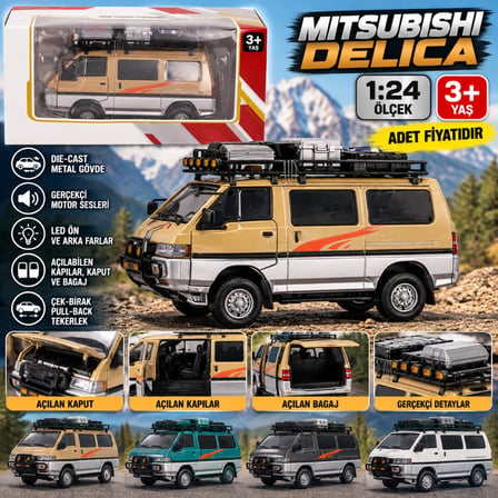 hediyelik KZL-M357 KUT 1:24 MITSUBISHI DELICA 24 (adet fiyatıdır)