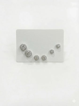 hediyelik Rodyum Zirkon Taşlı Pirinç Altılı Kombin Küpe - Kp00622