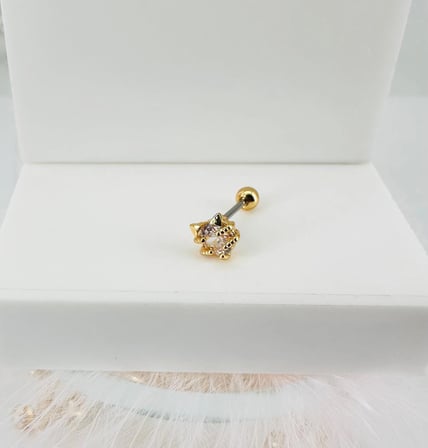 hediyelik Zirkon Taşlı Uç Kısmı : Pirinç Kıkırdak Bar Uzunluğu : 6 Mm / Bar Kalınlığı 0.8 Mm / Top Boyu 3 Mm - Pt0028-1