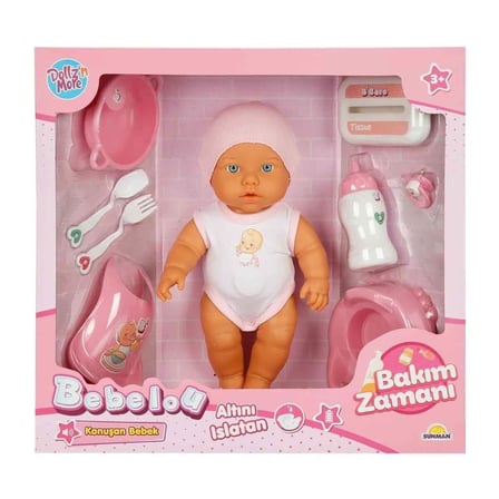 hediyelik 3823 Bebelou Bakım Zamanı Sesli Gülen Ağlayan Bebek 32 cm -Sunman
