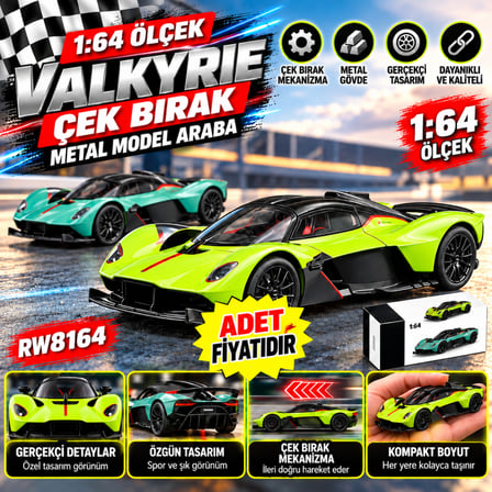 hediyelik RW8164 1:64 Aston Marton Valkyrıe Çek Bır.ara Metal Model Araba (adet Fiyatıdır)
