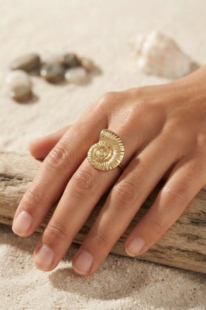 hediyelik Nautilus Tasarım Gold Renk Kadın Yüzük