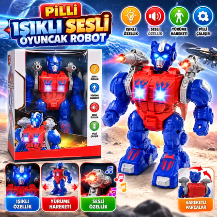 hediyelik DMN6018 Kutuda Pilli Sesli Işıklı Oyuncak Robot