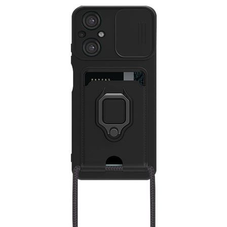 hediyelik Xiaomi Poco M5 Kılıf Zuma Kartvizitli Yüzüklü Silikon - Siyah