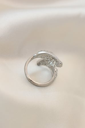 hediyelik Ayarlamalı Silver Renk Metal Zirkon Taşlı Kanat Yüzük