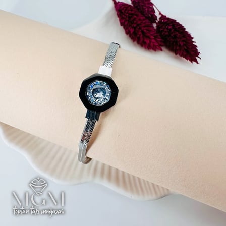 hediyelik Rodyum Çelik Bileklikler 17+5 Cm Uzatma Payı - Kbl0135