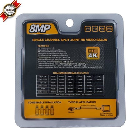 hediyelik 8MP 1080P 2KV 250-400 Metre HD-TVI-CVI-AHD-CVBS HD Video Balun PM-3889
