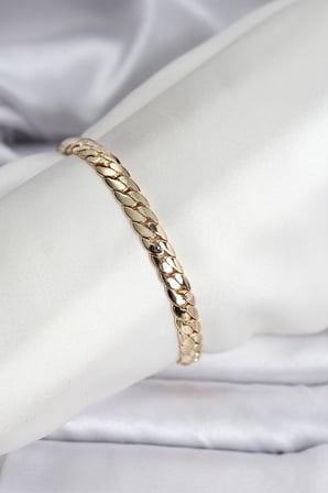 hediyelik 14K Gold Renk Kaplama Ezme Zincir Model Kadın Bileklik