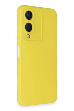 hediyelik Vivo Y17S Kılıf Nano içi Kadife Silikon - Sarı