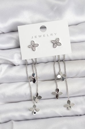 hediyelik Lotus Model Gümüş Renk Pirinç Sallantılı Kadın Küpe