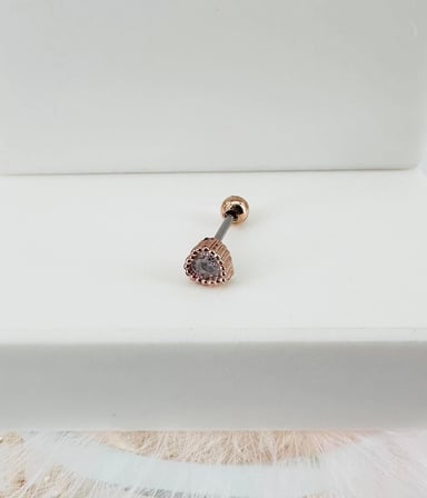 hediyelik Rose Zirkon Taşlı Uç Kısmı : Pirinç Kıkırdak Bar Uzunluğu : 6 Mm / Bar Kalınlığı 0.8 Mm / Top Boyu 3 Mm - Pt0029-2