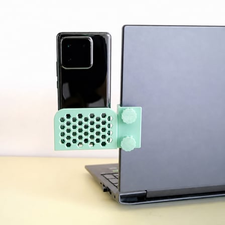 hediyelik 3D Baskı Monitor Telefon Tutucu - Petek Desenli Laptop Kenar Telefon Tutucu-Mint