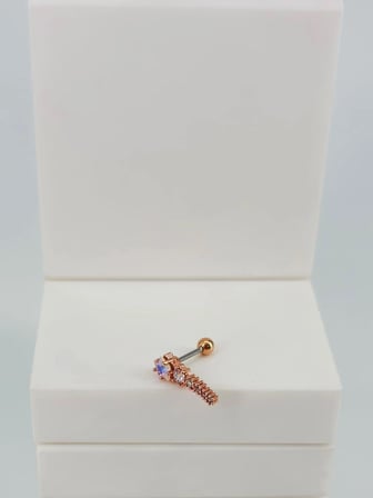 hediyelik Rose Zirkon Taşlı Uç Kısmı : Pirinç Kıkırdak Bar Uzunluğu : 6 Mm / Bar Kalınlığı 0.8 Mm / Top Boyu 3 Mm  - Pt0056-2