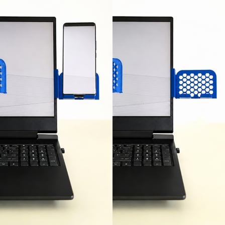 hediyelik 3D Baskı Monitor Telefon Tutucu - Petek Desenli Laptop Kenar Telefon Tutucu-Mavi