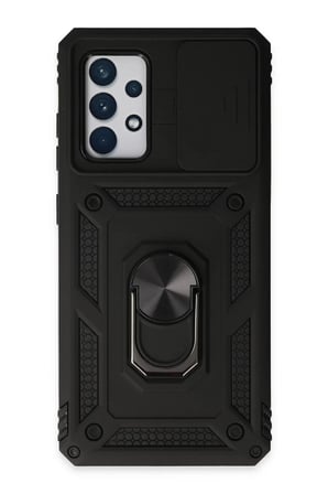 hediyelik Samsung Galaxy A72 Kılıf Pars Lens Yüzüklü Silikon - Siyah