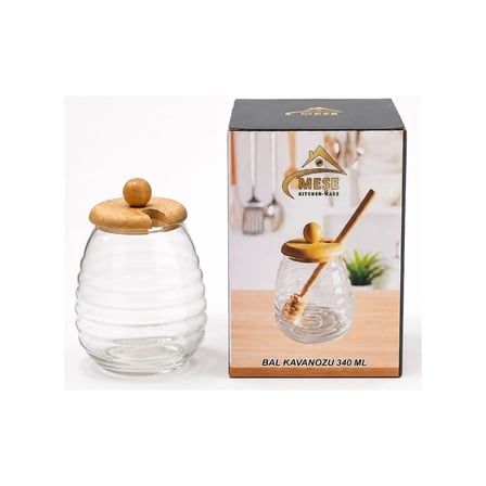 hediyelik Meşe Bal Kavanozu Kaşıklı 340 ml