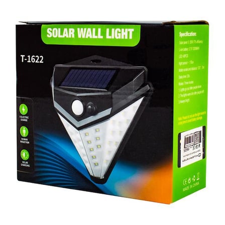 hediyelik T-1622 Güneş Enerjili Hareket Sensörlü Solar Duvar Lambası 180°