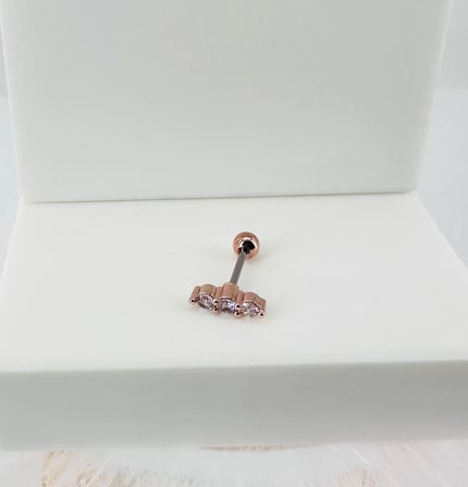 hediyelik Rose Zirkon Taşlı Uç Kısmı : Pirinç Kıkırdak Bar Uzunluğu : 6 Mm / Bar Kalınlığı 0.8 Mm / Top Boyu 3 Mm - Pt0018-2