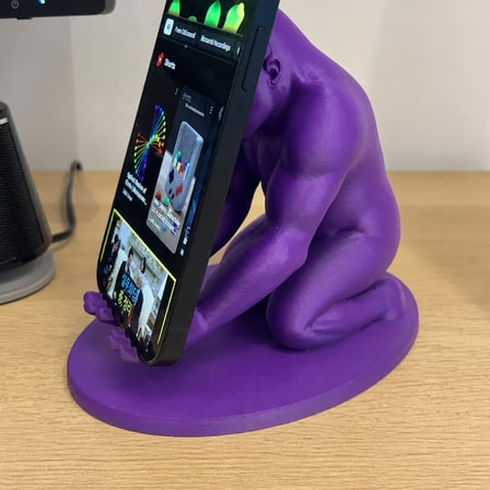 hediyelik 3D Baskı Goril Telefon Tutucu - Kaslı Goril Masaüstü Telefon Standı-Mor
