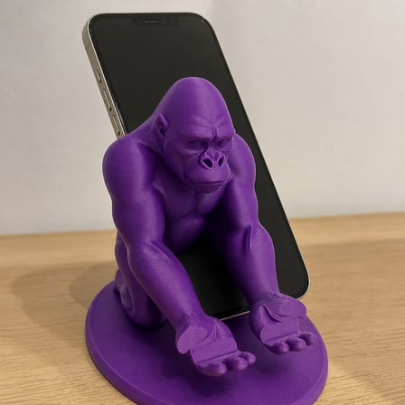 hediyelik 3D Baskı Goril Telefon Tutucu - Kaslı Goril Masaüstü Telefon Standı-Mor