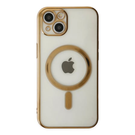hediyelik Apple İphone 14 Plus Kılıf Magneticsafe Lazer Silikon - Gold