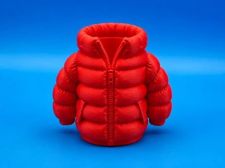 hediyelik 3D Baskı Şişme Mont Kalemlik - Masaüstü Organizer-Kırmızı