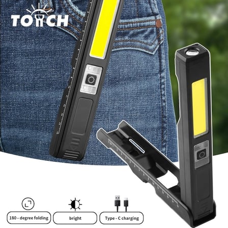 hediyelik GP-299 Mıknatıslı 180 Derece Dönebilen Şarjlı Katlanabilir LED Çalışma Tamirci Feneri