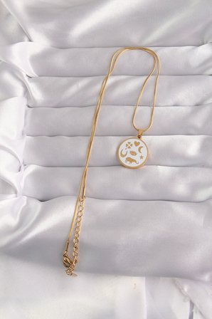 hediyelik 316L Çelik Gold Renk Beyaz Mineli Karışık Figürlü Tarot Kolye