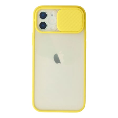 hediyelik Apple İphone 12 Kılıf Palm Buzlu Kamera Sürgülü Silikon - Sarı